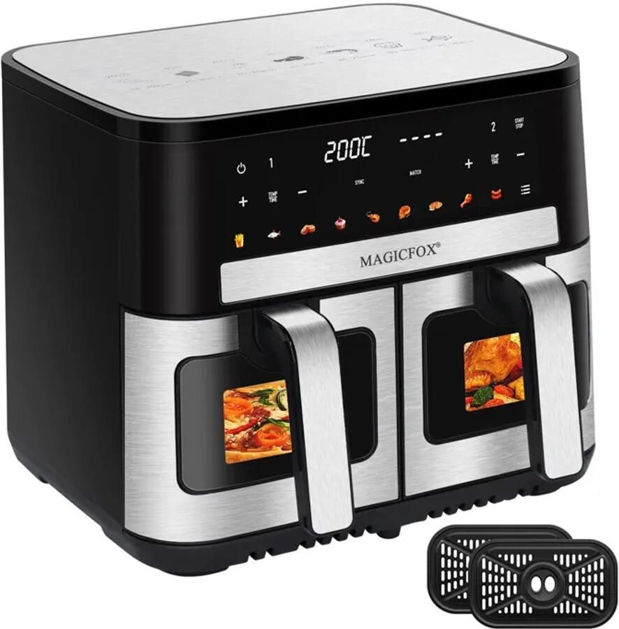 MAGICFOX Airfryer 10 L 2 porties LED touchscreen 9 programma's