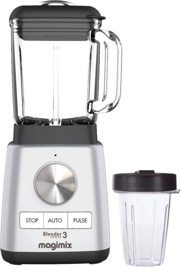 Magimix Blender Power 3 Smoothie Maker 1 2 Liter Ice Crusher Mat Chroom + To go cups