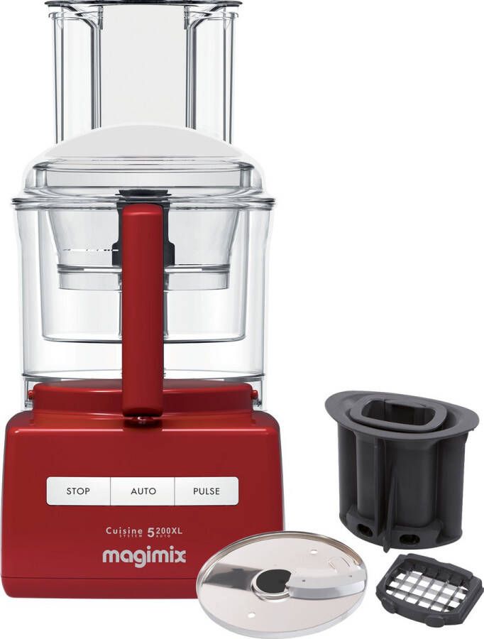 Magimix CS 5200 XL Foodprocessor Keukenmachine met Sapcentrifuge Dice kit Rood