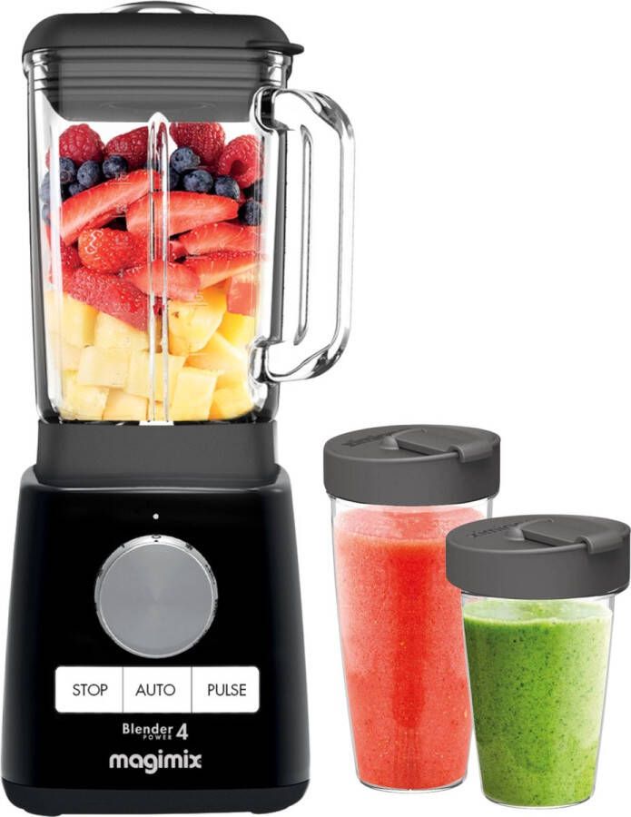 Magimix Power Blender Smoothie Maker 1 8 Liter Zwart + To go cups- Ice Crusher