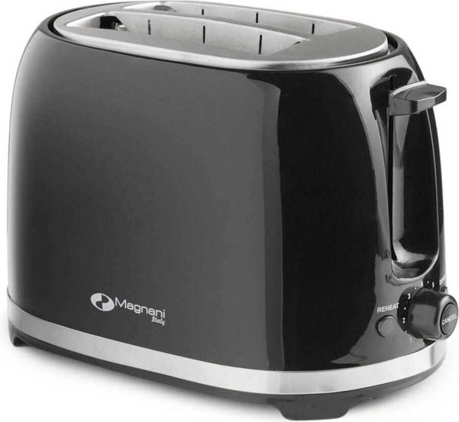 Magnani Broodrooster Toaster Zwart en RVS 2 Brede Sleuven Met Kruimellade Opwarmfunctie Ontdooifunctie 850 W - Foto 1