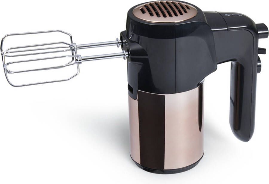 Magnani Elektrische Handmixer Keukenmixer Zwart en Rosé Goud RVS 2 Deeghaken 2 Gardes 5 Snelheden Turbo Booster 300 W
