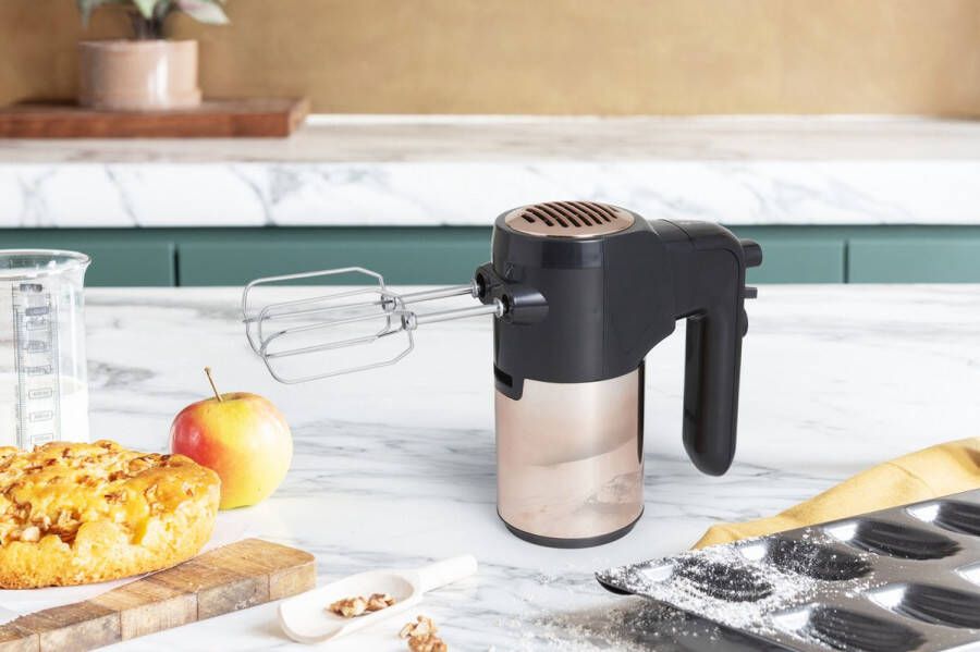 Magnani Elektrische Handmixer Keukenmixer Zwart en Rosé Goud RVS 2 Deeghaken 2 Gardes 5 Snelheden Turbo Booster 300 W - Foto 2