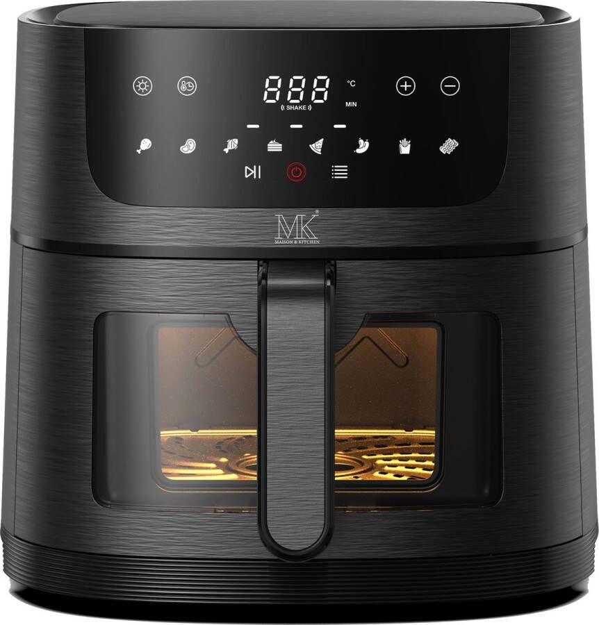 Maison & Kitchen Airfryer Heteluchtfriteuse PFAS-vrij 1850W 8L Inhoud 80ºC tot 200ºC Zwart