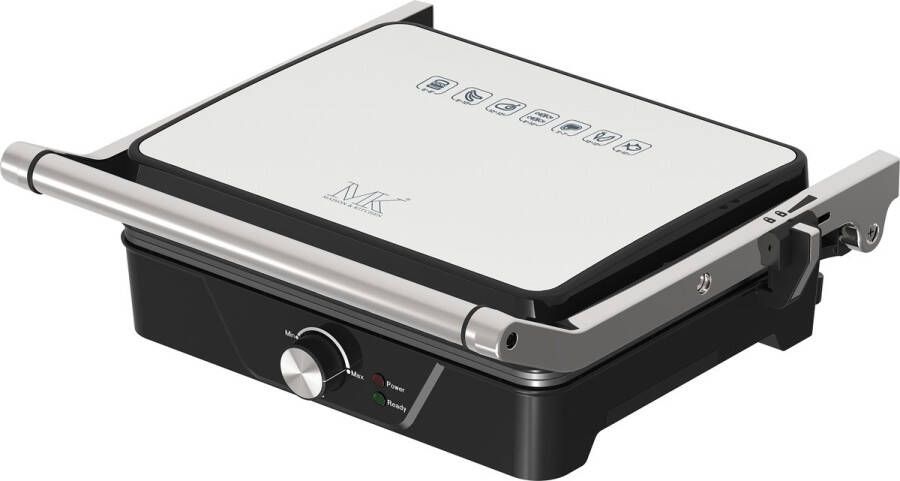 Maison & Kitchen Contactgrill Tosti apparaat 2000W 180° Uitklapbaar Tosti-ijzers PFAS VRIJ Contactgrills Zwart