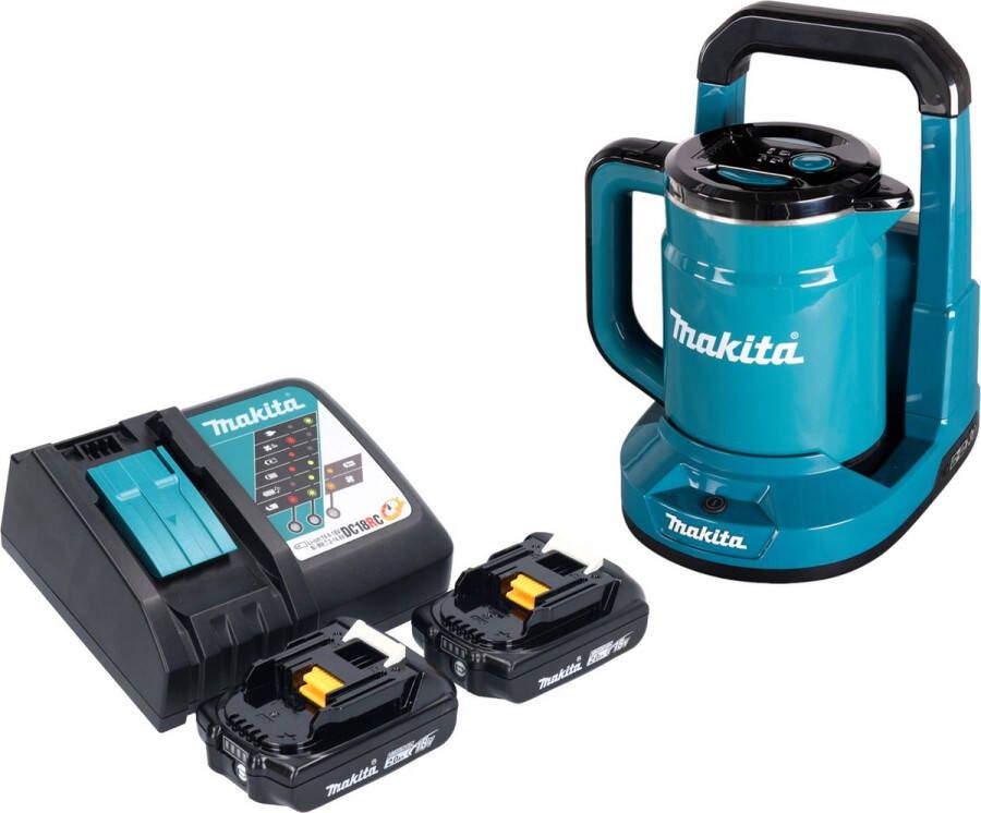 Makita DKT 360 RA2 accuketel 36 V ( 2x 18 V ) 0 8 L + 2x accu 2.0 Ah + lader