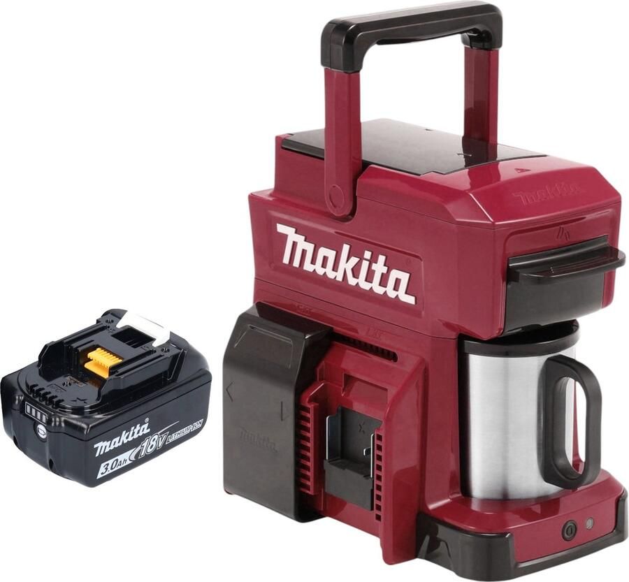 Makita DCM 501 ZAR Snoerloos koffiezetapparaat 12 V max 18 V rood solo zonder accu zonder lader