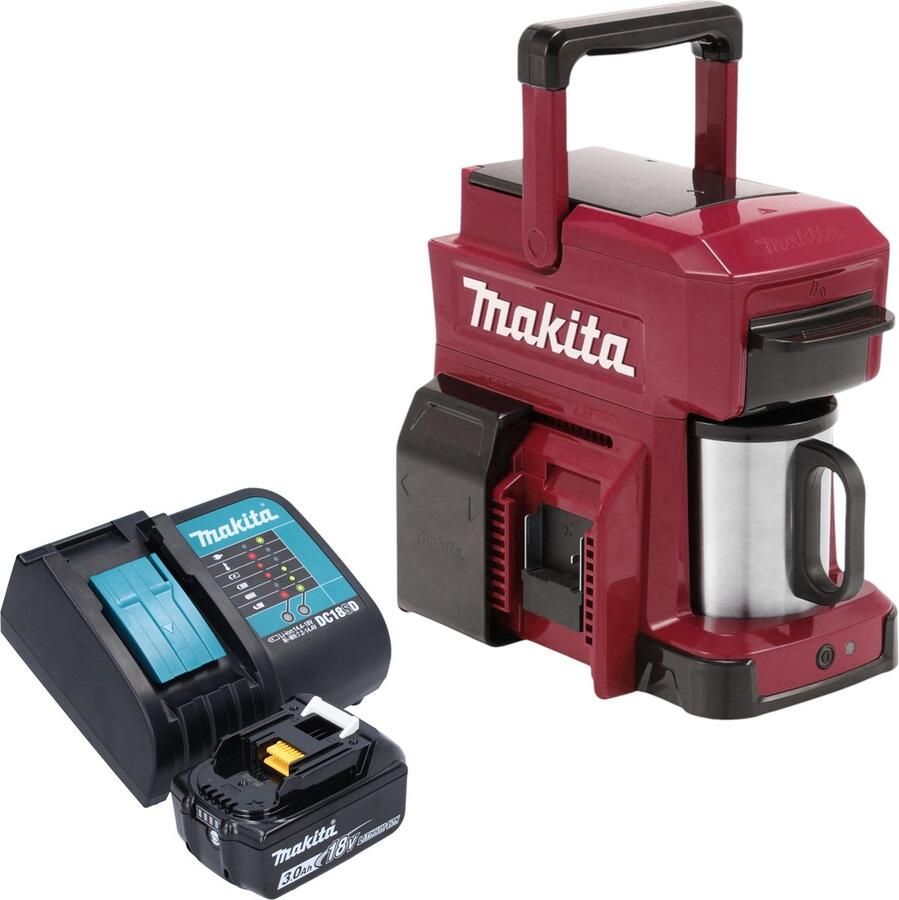 Makita DCM 501 ZAR Snoerloos koffiezetapparaat 12 V max 18 V rood solo zonder accu zonder lader
