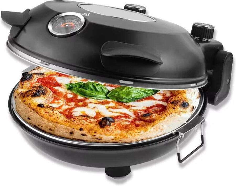 MakkelijkMooi Electrische Pizza Oven Pizzarette Extra hoge temperatuur tot 420°C Instelbare Boven- en Onderwarmte 32 cm
