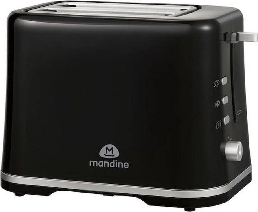 Mandine MT870S-19 Broodrooster Grille-pain Toatster 6 bruiningsniveaus Warmteniveaus Reheat en Ontdooi-functie kruimellade Kruimelbak Toasters 870 Watt Zwart