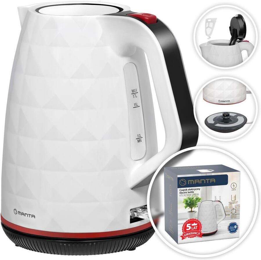 Manta ORISA Draadloze Waterkoker 1 7L 2200W Wit