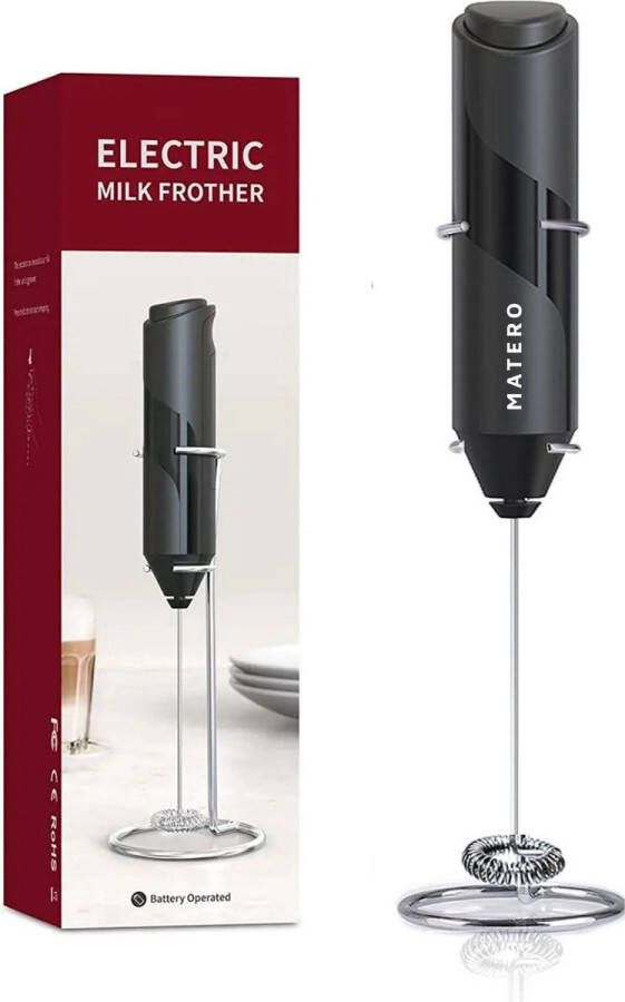 Matero Elektrische Melkopschuimer met RVS Houder Melk Opschuimer Handmatige Melkklopper Multifunctioneel Elektrisch Zwart - Foto 2