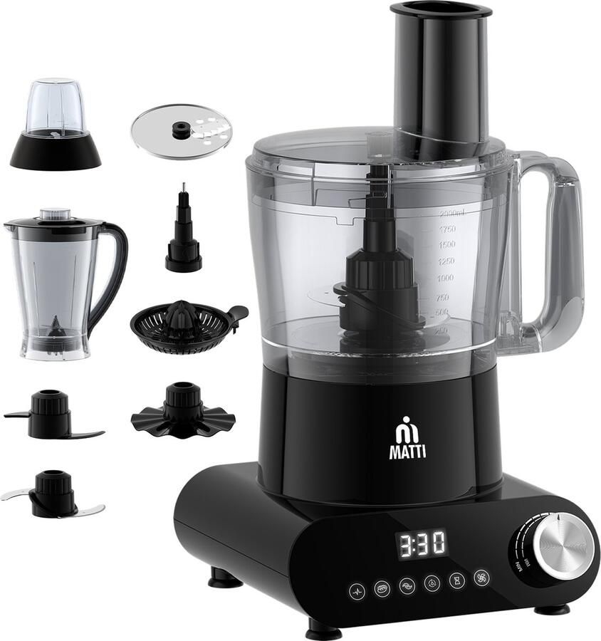 MATTI 5-in-1 Foodprocessor Keukenmachine Multifunctioneel Foodprocessors 1500 Watt Blender Hakmolen Citruspers IJscrusher