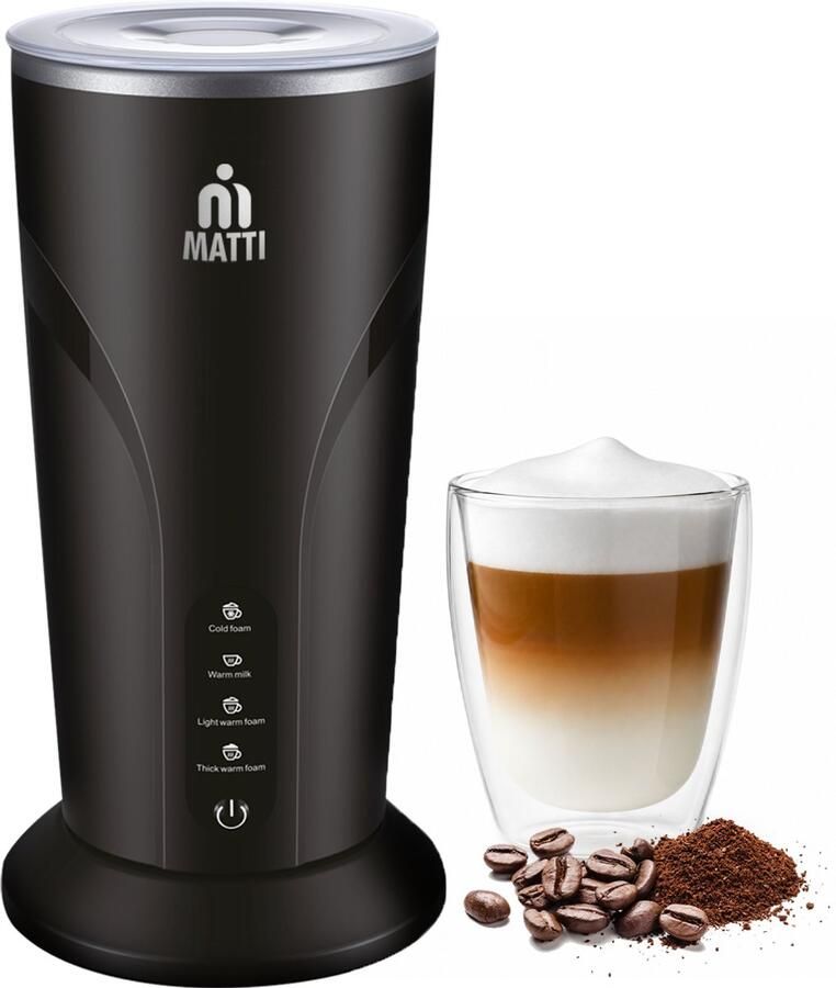 MATTI 4-in-1 Elektrische Melkopschuimer Warm & Koud Opschuimen 300ml Cappuccino BPA-vrij