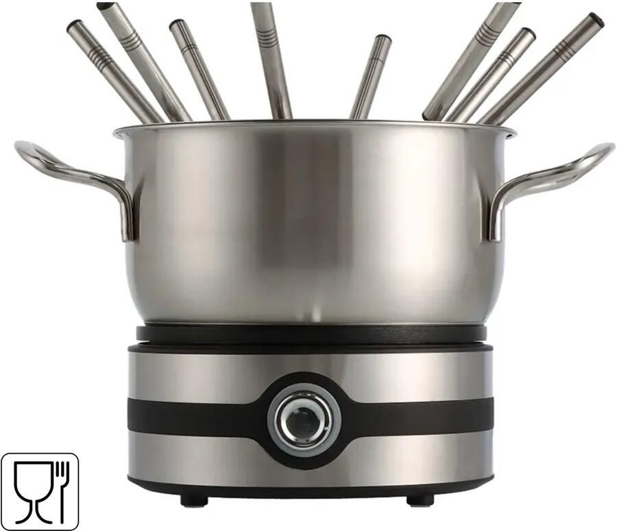 Mauviel fondue set rvs 8 personen 1200W