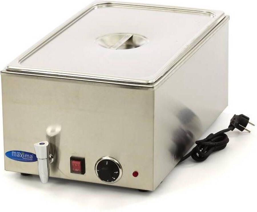 Maxima Bain Marie met Tapkraan incl. 1 1 GN Set Elektrisch RVS Professioneel Met Gastronormbakken Voedsel Warmhouden