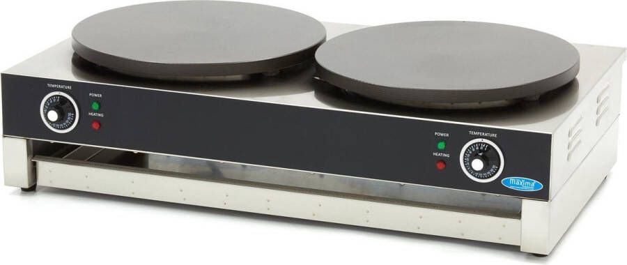 Maxima Crepebakplaat Dubbele Crepes 2 x 40 cm incl. Beslagverdeler Kookapparatuur Crepes Bakplaat