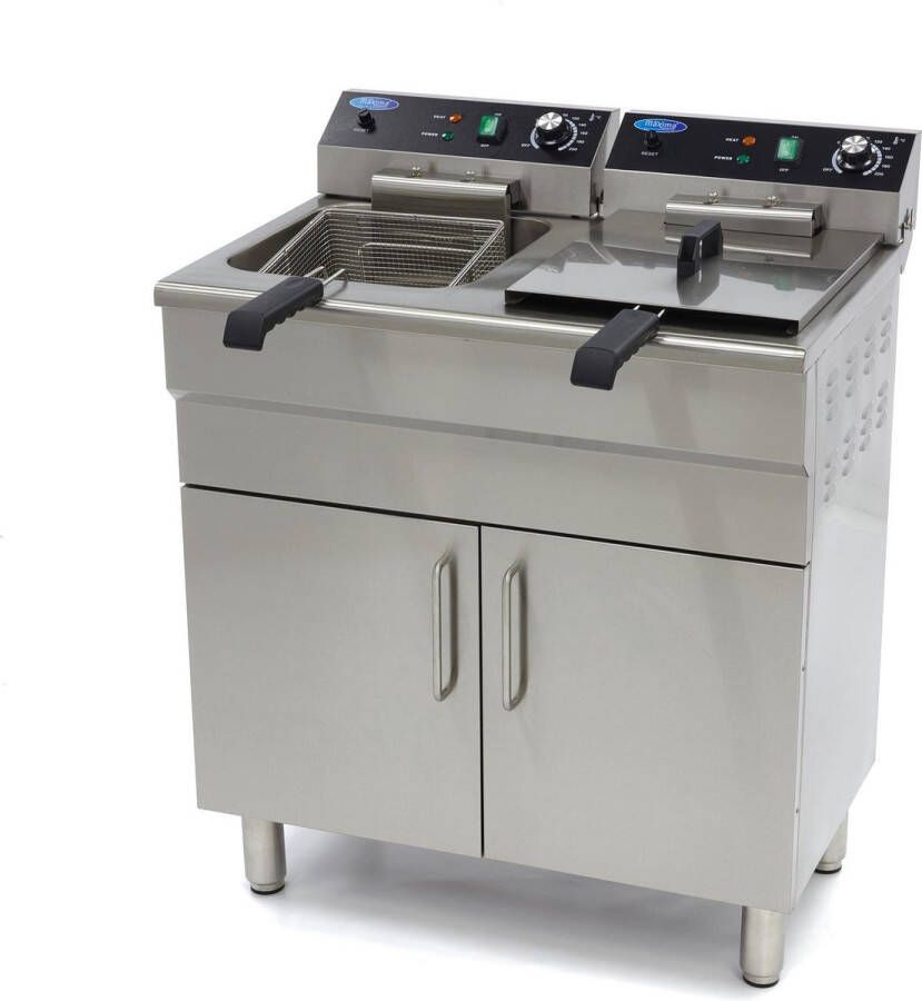 Maxima Frituurpan 2x 16 L 2 Manden met Tapkraan en Opbergruimte Kookapparatuur Friteuse - Foto 3