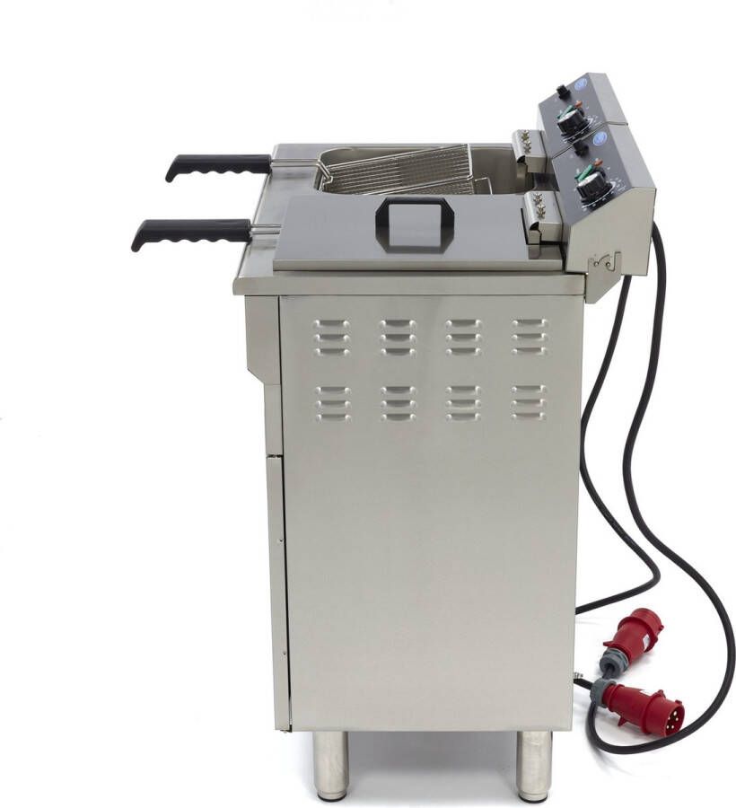Maxima Frituurpan 2x 16 L 2 Manden met Tapkraan en Opbergruimte Kookapparatuur Friteuse