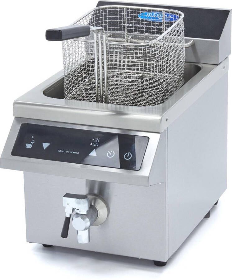 Maxima Frituurpan 8 L 1 Mand Inductie met Tapkraan Kookapparatuur Friteuse