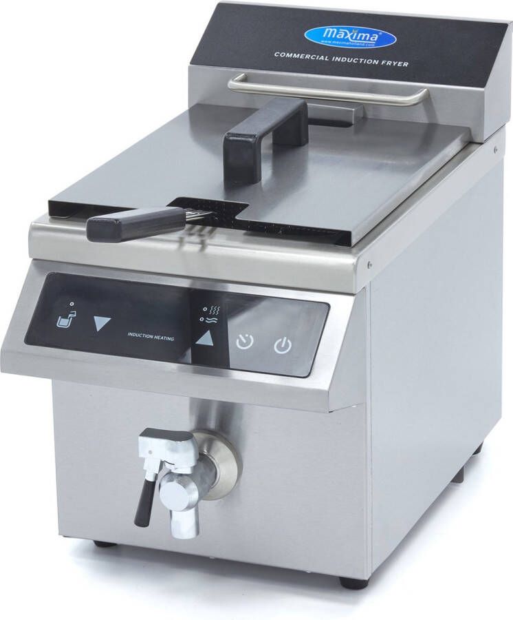 Maxima Frituurpan 8 L 1 Mand Inductie met Tapkraan Kookapparatuur Friteuse