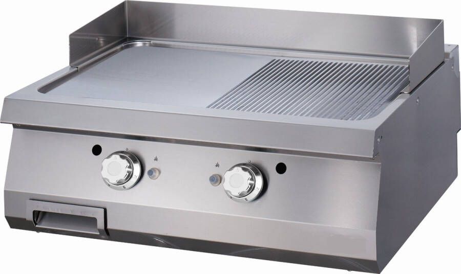 Maxima Heavy Duty Grillplaat Half Gegroefd Dubbel 70 cm Diep Gas