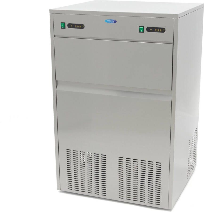 Maxima IJsblokjesmachine met 60 KG Opslagruimte 100 Kg Dag Holle IJsblokjes Luchtgekoeld Horeca IJsblokjes Machine RVS