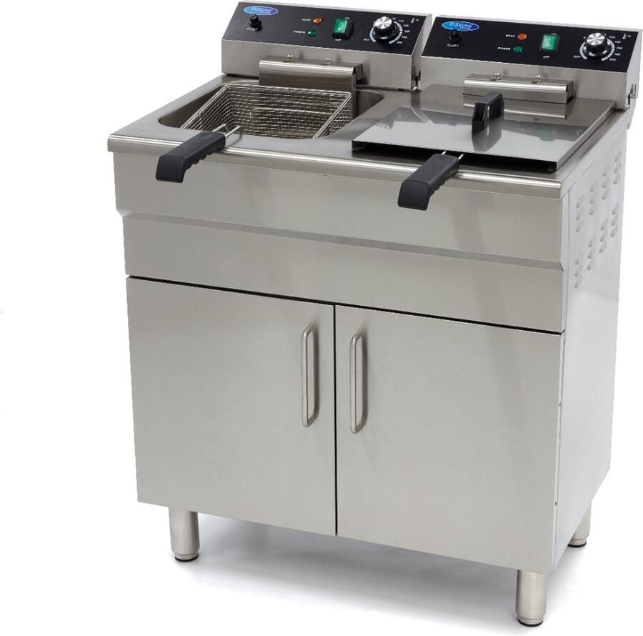 Maxima Frituurpan 2 x 16 L 2 Manden met Tapkraan en Opbergruimte 230V