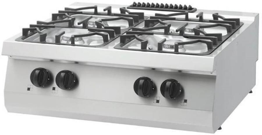 Maxima Heavy Duty Kookplaat 4 Pitten Dubbel 70 cm Diep 30 kW Gas