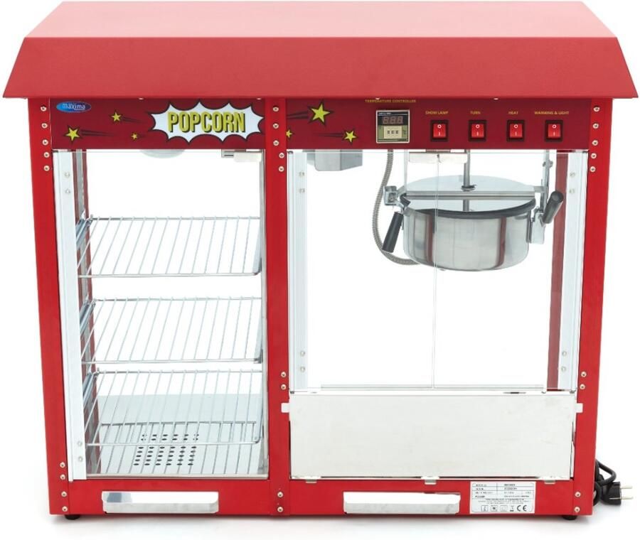 Maxima Popcorn Machine – 150 gr – met Warmhoudvitrine