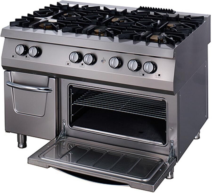 Maxima Premium Fornuis 6 Pitten Driedubbel 90 cm Diep Gas incl. Elektrische Oven