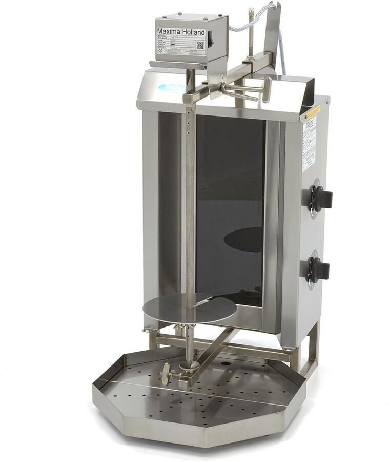 Maxima Shoarma Grill Elektrisch 20 Kg Vlees met 2 Branders Doner Kebab Shoarma Gyros Grill Verstelbare Spies RVS