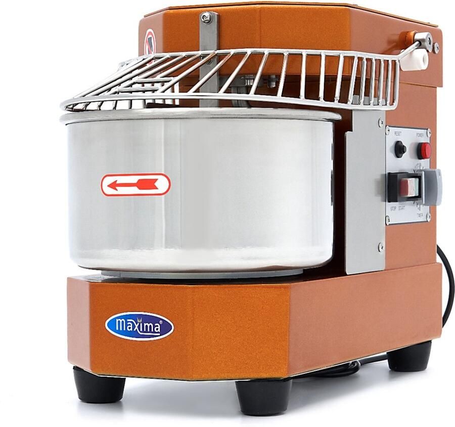 Maxima Spiraalkneder 8 L 4 5 Kg Deeg Goud Geel Deegkneder Professioneel Spiraalmixer met Veiligheidskooi 8 liter 4 5 kilo