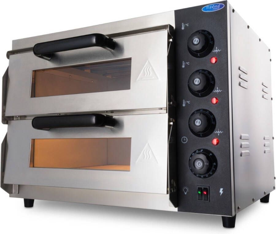 Maxima Pizza Oven 2 Pizza's Ø 40 cm 2 Kamers Geschikt voor Pizza Brood Taart Met verlichting Pizzaoven tot 350°C - Foto 3