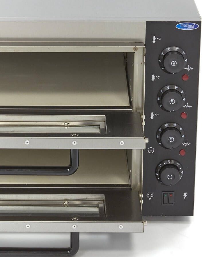 Maxima Pizza Oven 2 Pizza's Ø 40 cm 2 Kamers Geschikt voor Pizza Brood Taart Met verlichting Pizzaoven tot 350°C - Foto 2