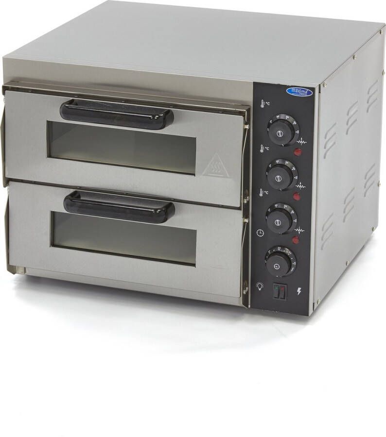 Maxima Pizza Oven 2 Pizza's Ø 40 cm 2 Kamers Geschikt voor Pizza Brood Taart Met verlichting Pizzaoven tot 350°C