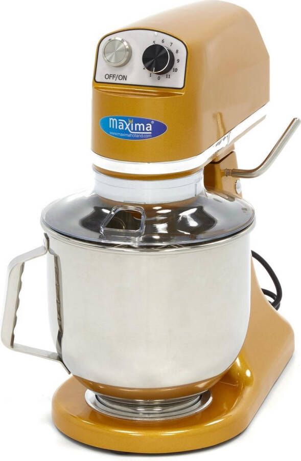 Maxima Planeetmenger 7 L Tot 2 Kg Deeg Goud Geel RVS Mengkom 11 Snelheden Keukenmachine Standmixer Keukenrobot 7 liter