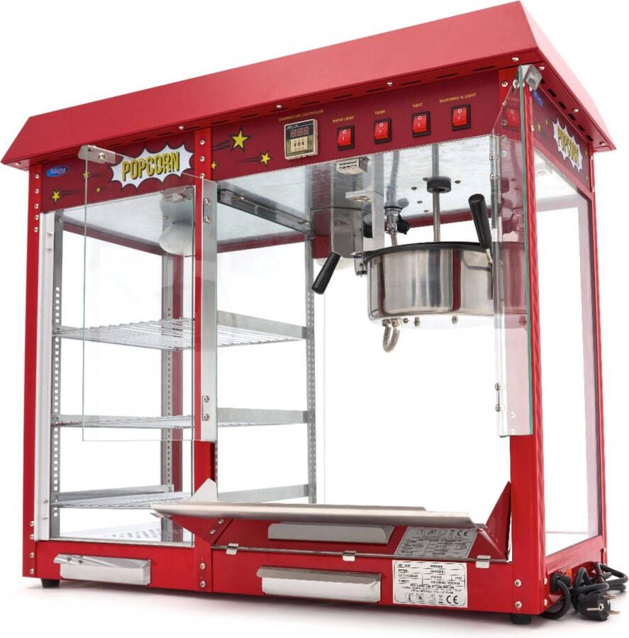 Maxima Popcorn Machine – 150 gr – met Warmhoudvitrine