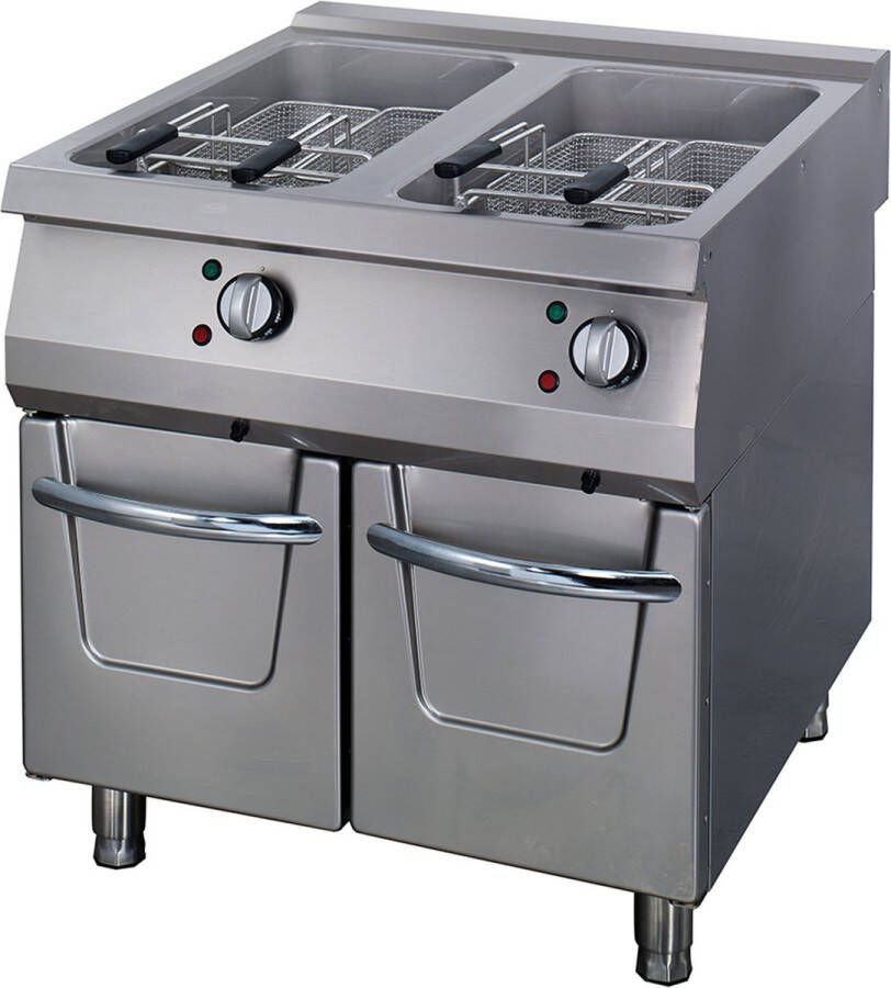 Maxima Premium Friteuse 2 x 22 L Dubbel -90 cm Diep met Tapkraan Gas Kookapparatuur Friteuse