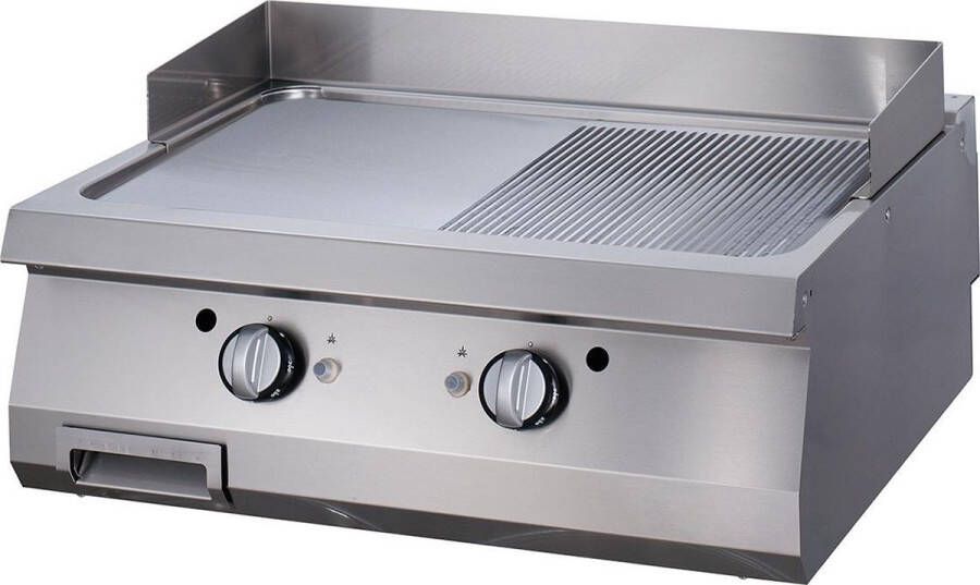 Maxima Premium Grillplaat Half Gegroefd Dubbel 90 cm Diep Elektrisch