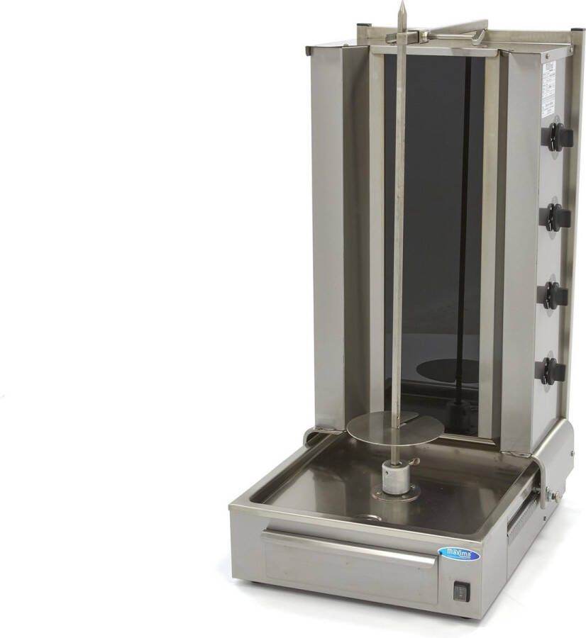 Maxima Shoarma Grill Elektrisch 70 Kg Vlees met 4 Branders Doner Kebab Shoarma Gyros Grill Verstelbare Spies RVS