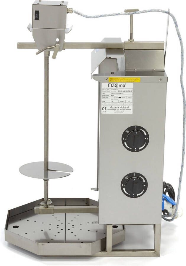 Maxima Shoarma Grill Elektrisch 20 Kg Vlees met 2 Branders Doner Kebab Shoarma Gyros Grill Verstelbare Spies RVS