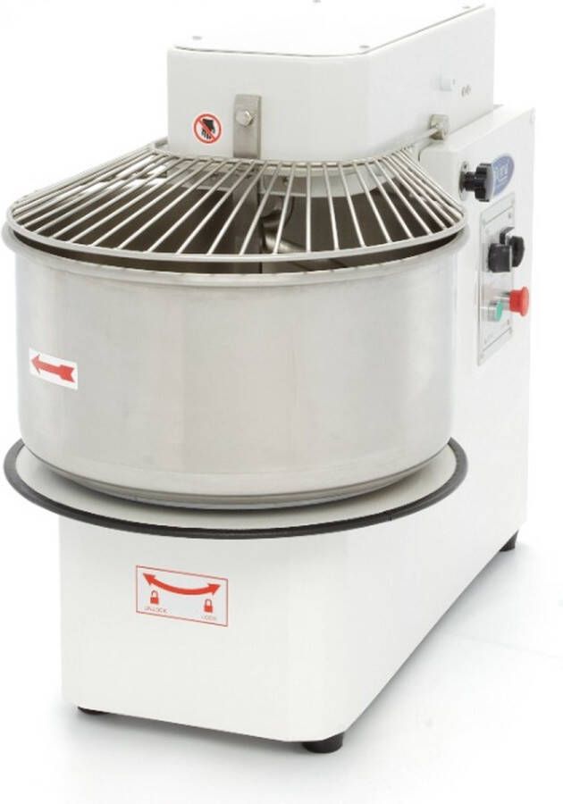 Maxima Spiraalkneder 20 L 12 Kg Deeg Zilvergrijs Deegmixer 20 liter Mengkom Deegkneder met Veiligheidskooi - Foto 2