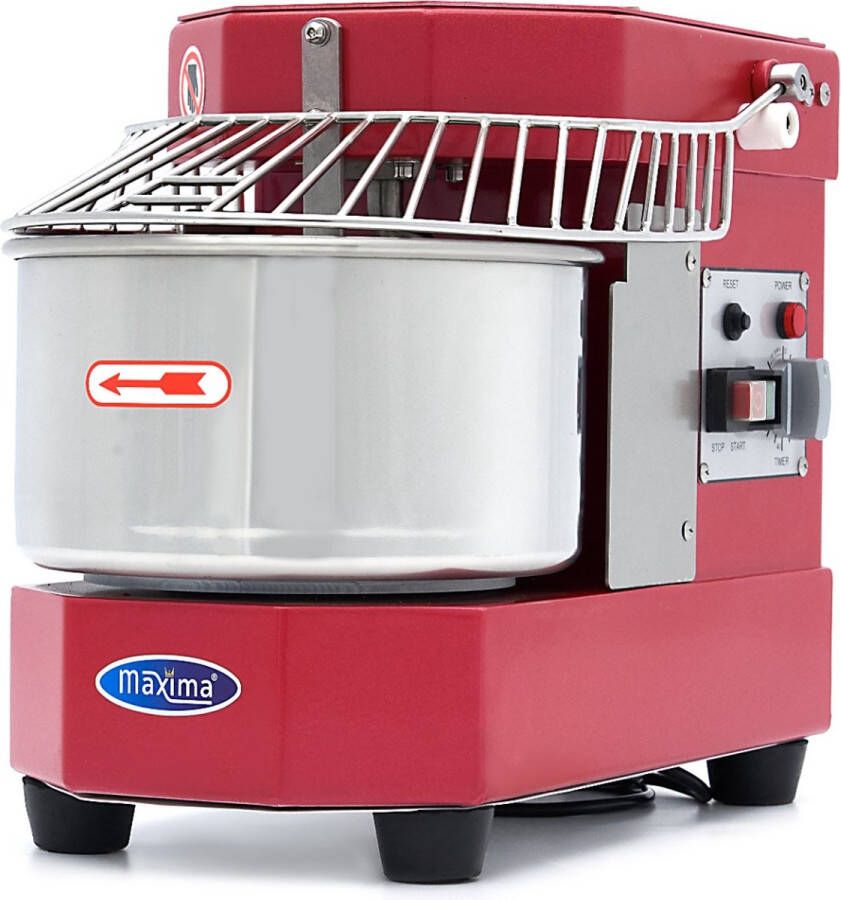 Maxima Spiraalkneder 8 L 4 5 Kg Deeg Raspberry Rood Deegkneder Professioneel Spiraalmixer met Veiligheidskooi 8 liter 4 5 kilo