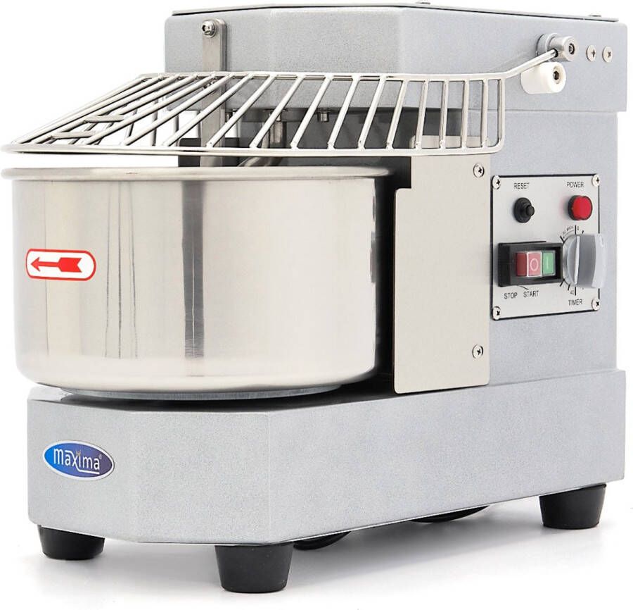 Maxima Spiraalkneder 8 L 4 5 Kg Deeg Zilvergrijs Deegmixer 8 liter Mengkom Deegkneder met Veiligheidskooi