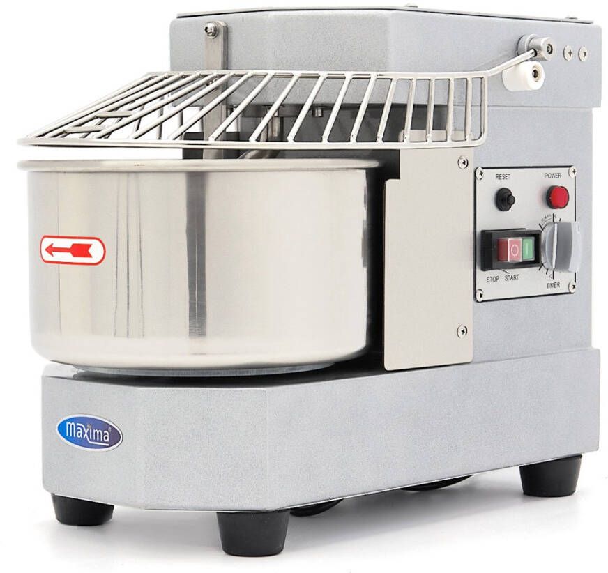 Maxima Spiraalkneder 8 L 4 5 Kg Deeg Zilvergrijs Deegmixer 8 liter Mengkom Deegkneder met Veiligheidskooi
