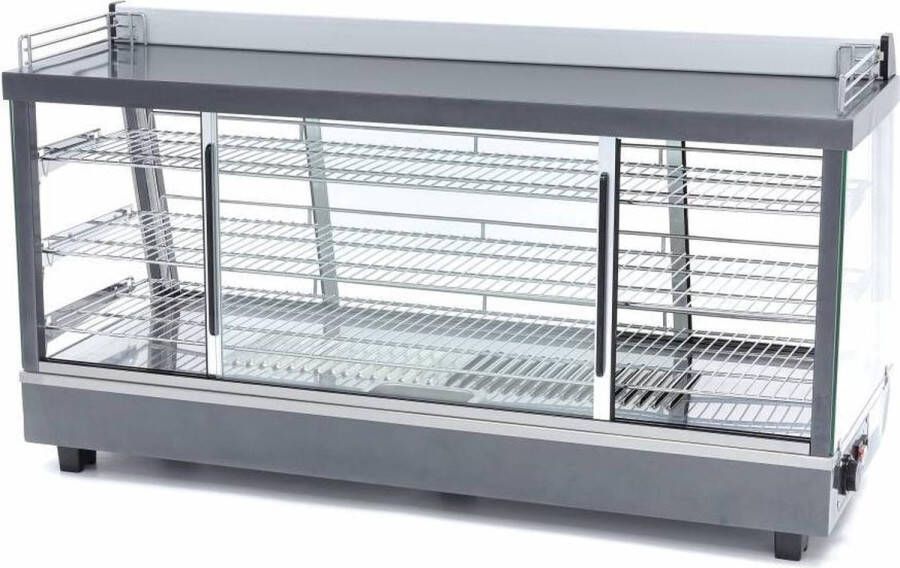 Maxima Warmhoudvitrine 186 Liter 121 5 cm met 3 Niveaus Warmhoudkast Met Reclamehouder Professioneel Horeca Warmhoud Vitrine 1800W - Foto 2