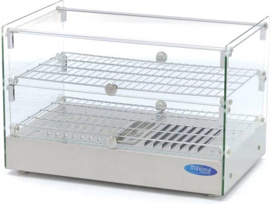 Maxima Warmhoudvitrine 50 L 55 cm 2 Niveaus Warmhouden Warmhoudvitrine