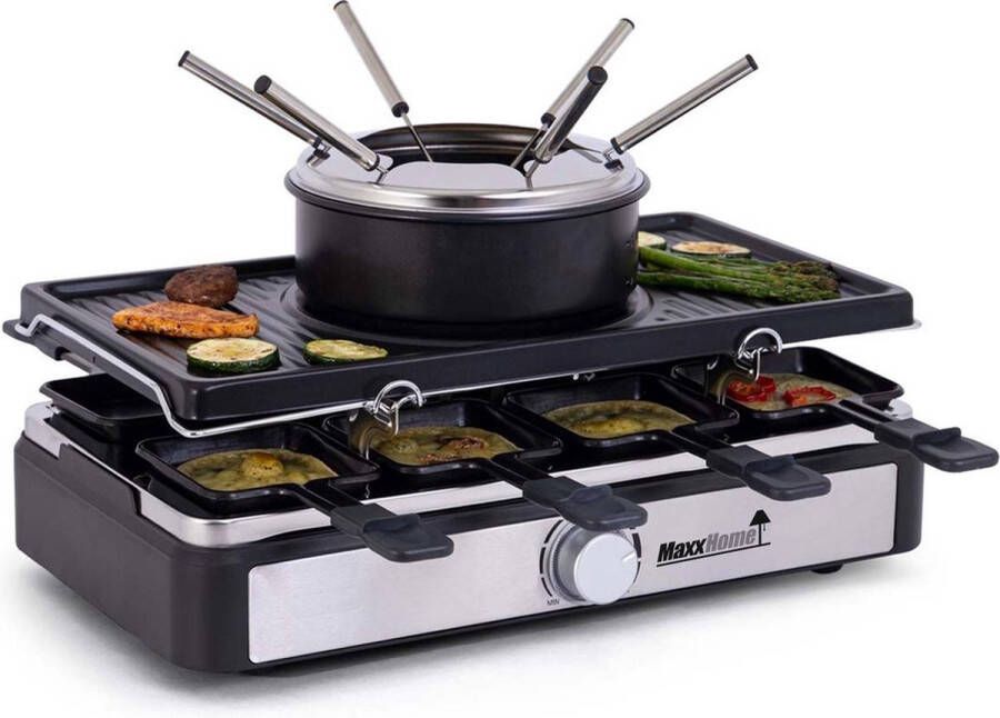 MaxxHome Gourmetset Raclette Gourmetstel Fonduepan 8 personen - Foto 1