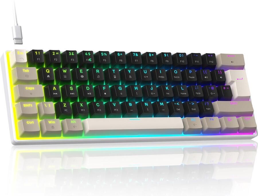 Mechanisch Gamingtoetsenbord met 60% Compact Ontwerp en RGB Verlichting